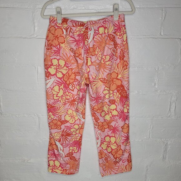 Lilly Pulitzer Women's Size 4 Pants Crop Pink Orange Flowers - Picture 2 of 5